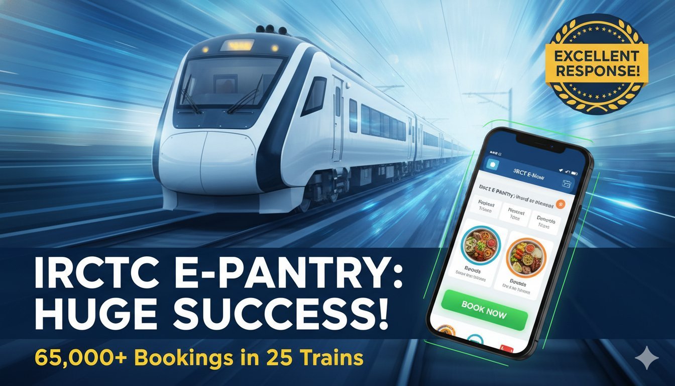 IRCTC ई-पेंट्री सेवा में ट्रेन यात्रियों द्वारा ऑनलाइन बुक किया गया भोजन सीट पर डिलीवर होता हुआ