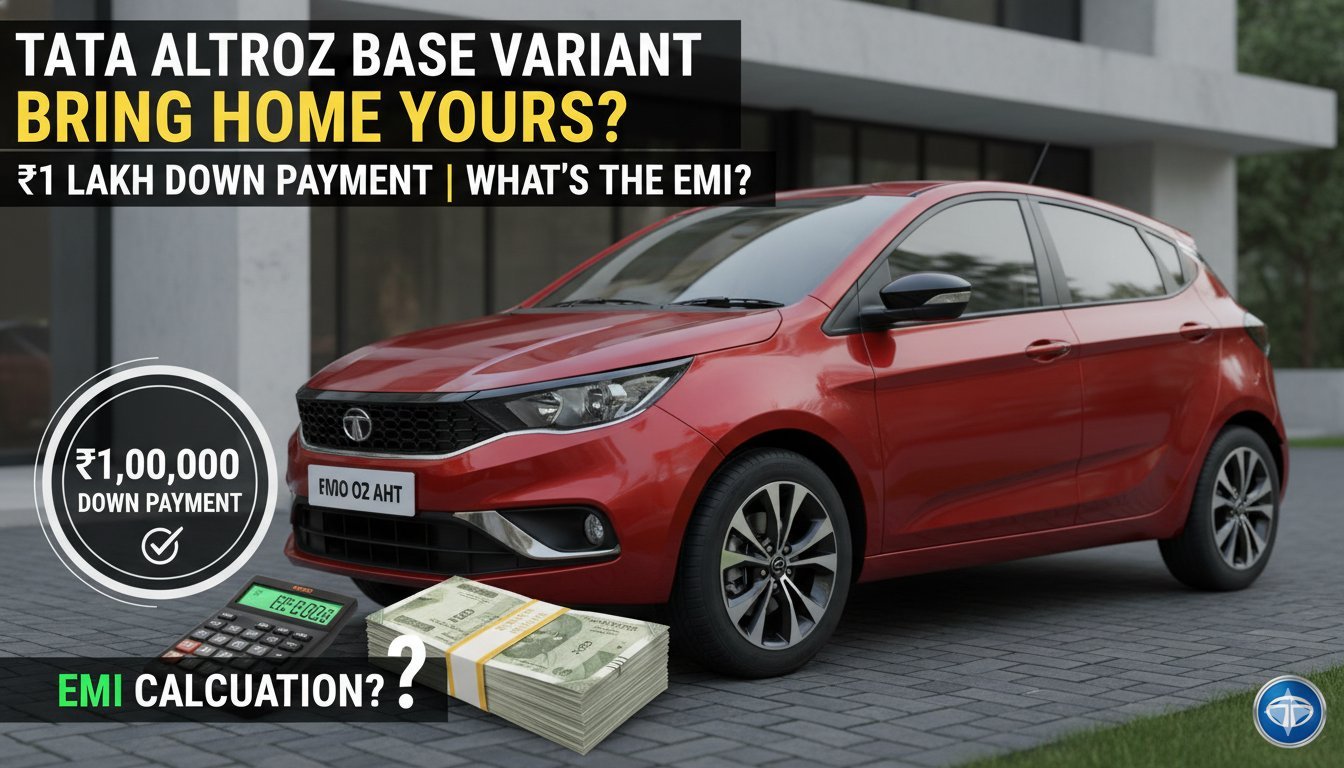 Tata Altroz बेस वेरिएंट Smart पेट्रोल मॉडल फ्रंट व्यू, सफेद कलर में, भारतीय सड़क पर