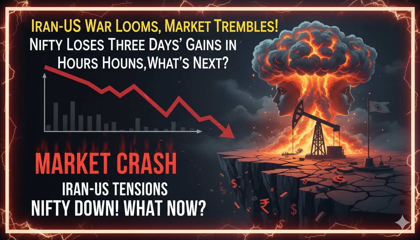 ईरान-अमेरिका तनाव से प्रभावित भारतीय शेयर बाजार, Nifty और Sensex में भारी गिरावट का ग्राफ