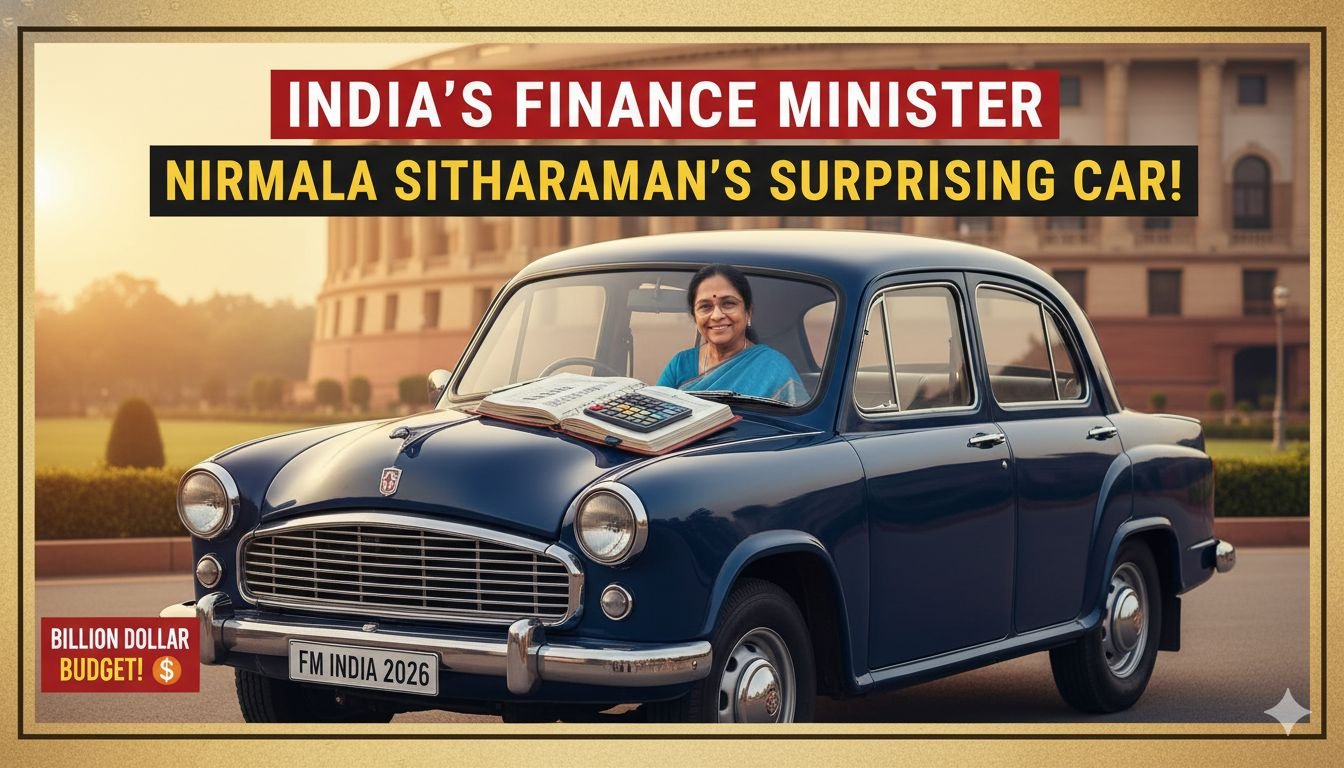 केंद्रीय वित्त मंत्री निर्मला सीतारमण सफेद मारुति सियाज कार से उतरते हुए, बजट पेश करने के लिए संसद पहुंच रही हैं