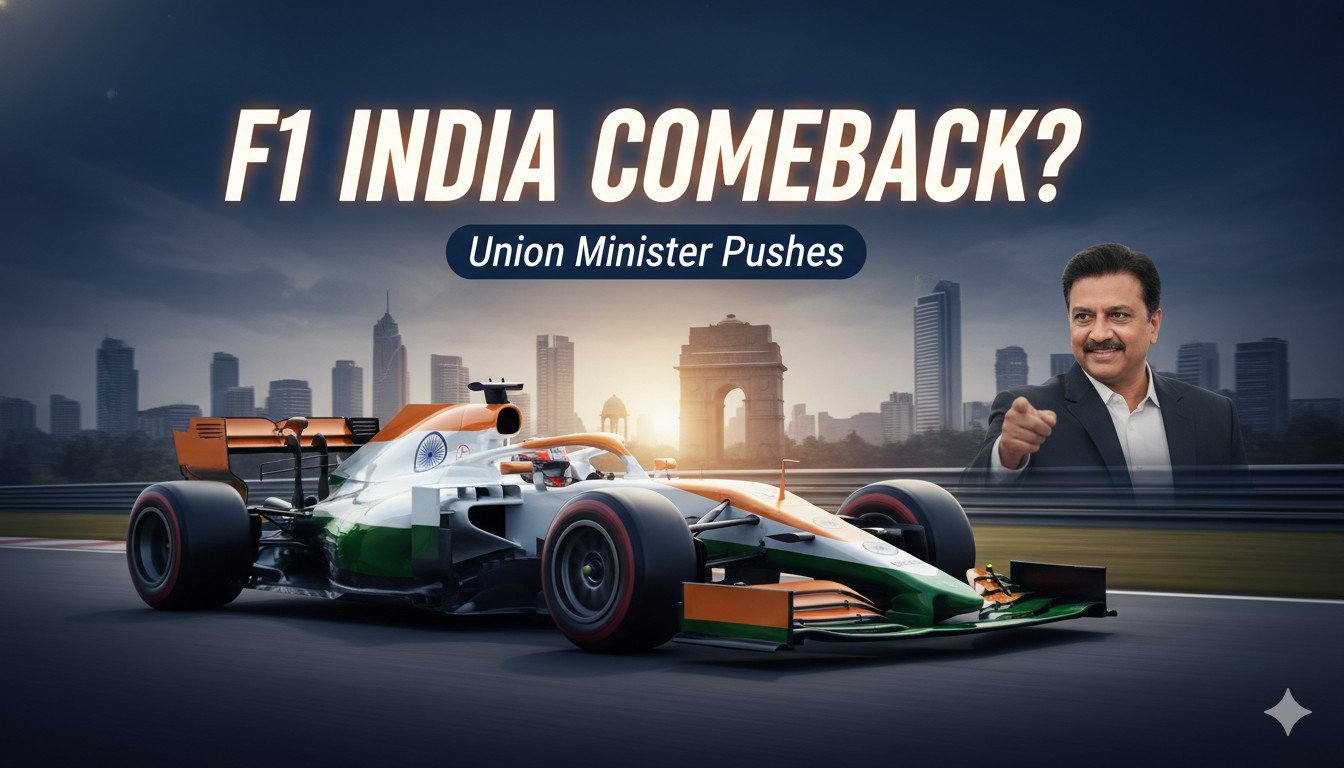 बुद्ध इंटरनेशनल सर्किट पर फॉर्मूला वन कार रेसिंग का दृश्य