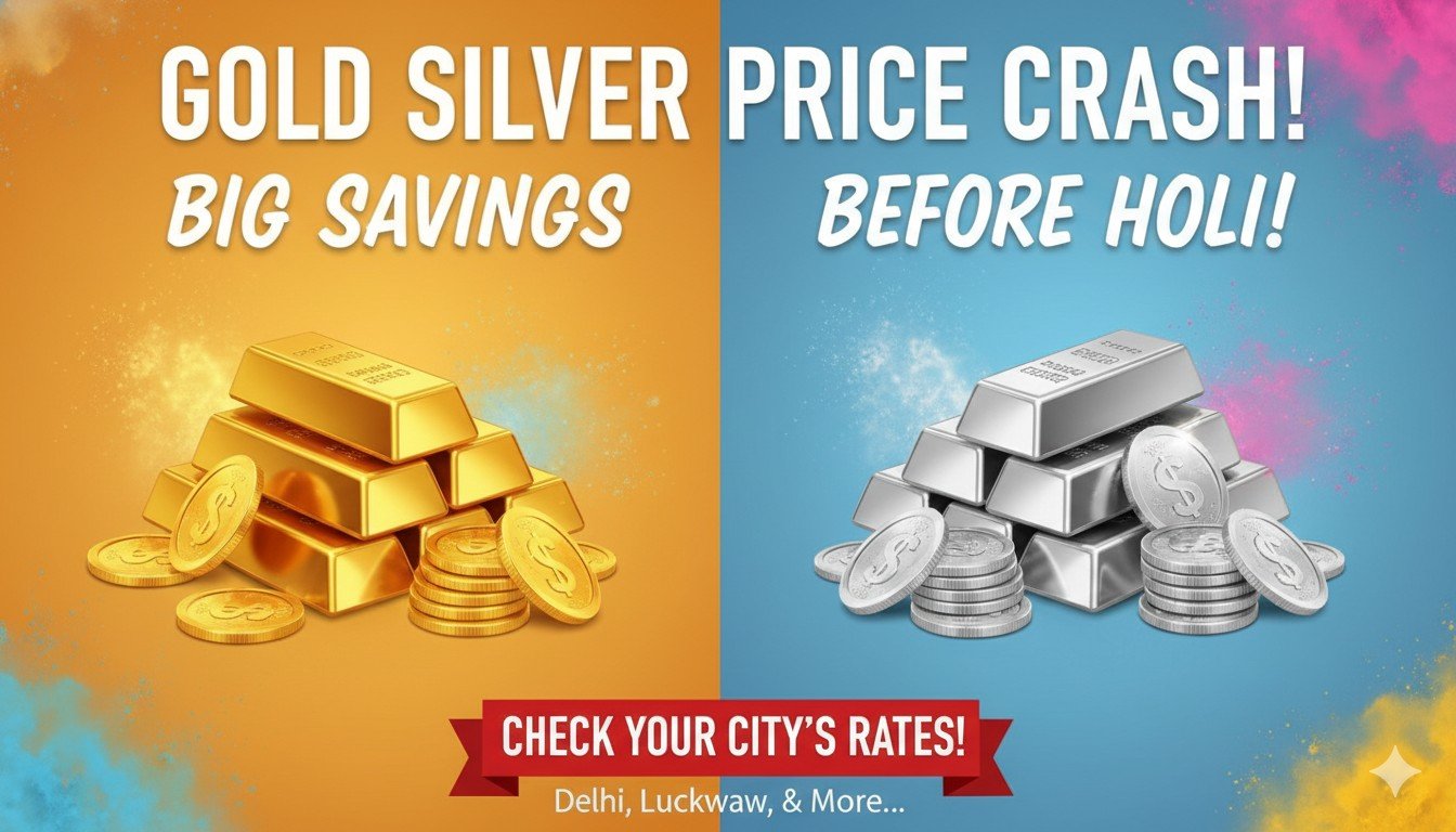 होली से पहले सोना चांदी के भाव में गिरावट, दिल्ली लखनऊ समेत शहरों में आज का रेट