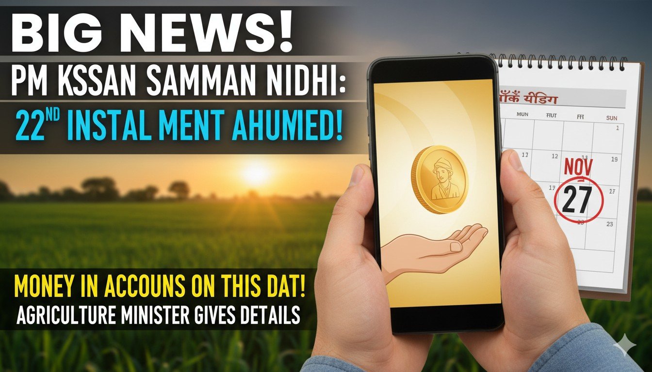 Alt Text for featured image : प्रधानमंत्री नरेंद्र मोदी द्वारा पीएम किसान सम्मान निधि की 22वीं किस्त जारी करने का ग्राफिक, किसानों के बैंक खाते में 2000 रुपये ट्रांसफर