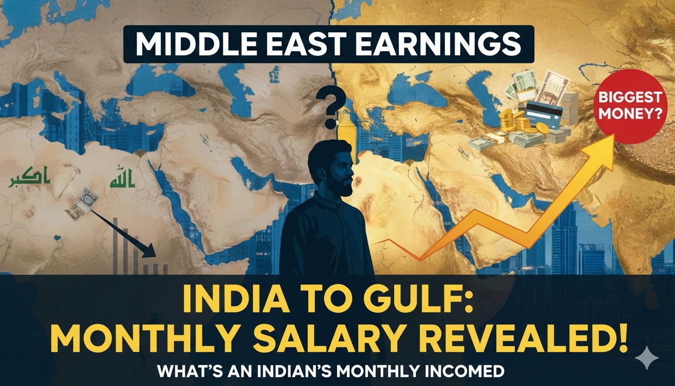 मिडिल ईस्ट में UAE, सऊदी अरब और कतर में भारतीयों की हाई सैलरी वाली जॉब्स का ग्राफिक्स इलस्ट्रेशन