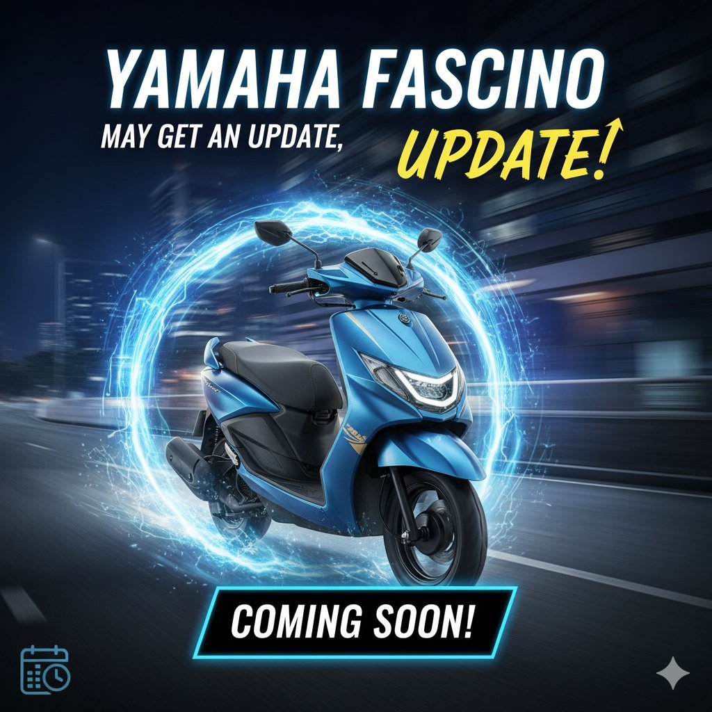 2026 Yamaha Fascino अपडेटेड मॉडल रियर व्यू दिखाता हुआ, नया टेललाइट और कलर स्कीम के साथ